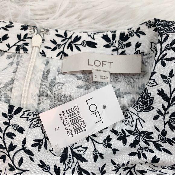 Loft New Floral Ruched Sleeve Shift Dress short sleeve - Picture 7 of 7